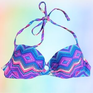 Xhilaration | Neon Geometric Push-up Bikini Top Size Small